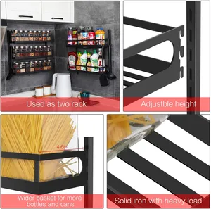 Muurbevestiging Kruidenrek Organizer 5 Tier Hoogte Verstelbare Opknoping Spice Opslag Plank Voor Keuken Pantry Kast Deur Kruiden