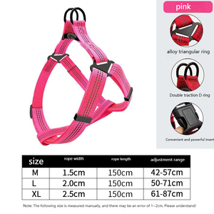 Nieuwe stevige nylon borsttuig voor huisdieren, hondenriemset, ademend, duurzaam, reflecterend, verstelbaar, comfortabel voor middelgrote honden - Product Image 5