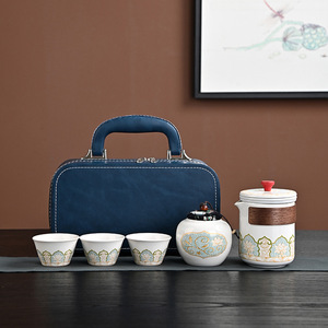 Portable Ceramic Tea <b>Set</b> With <b>Teapot</b> And Cups Antique Design Travel Gift Dehua County Made - Product Image 3