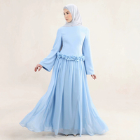 Nouvelle Robe Islamique 2026 pour Femmes Musulmanes, Robe Longue de Luxe à Taille Cintrée avec Décor Floral 3D, Robe Modeste Tendance pour Femmes Musulmanes
