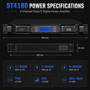 Amplificador de Potencia Digital Clase D de <span class=keywords><strong>4</strong></span> Canales y 1800W, 1U para Montaje en Rack, para Salas, KTV y Escenarios - Product Image 5