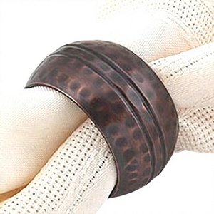 Antique Copper Hammered Metal Napkin Ring for Home Banquet And Special Occasion Tabletop Decor Napkin Holders - Product Image 1
