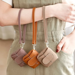 Japanese-style minimalist PU leather <b>coin</b> <b>purse</b>, cute dumpling design, handheld <b>coin</b> <b>purse</b>, mini <b>coin</b> pouch, portable folding - Product Image 1
