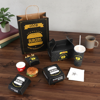 Boîtes d'emballage alimentaire pour hamburgers, hot-dogs, poulet frit, déjeuner à emporter, en papier kraft, écologiques, avec logo personnalisé imprimé