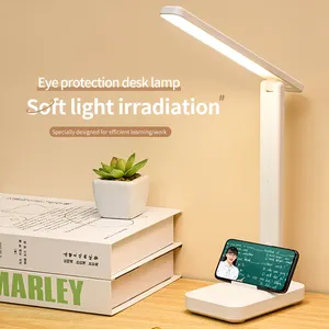 Lampu meja belajar LED USB multifungsi, lampu meja belajar dengan tanggal sentuh malam dengan pemegang pena untuk kamar tidur