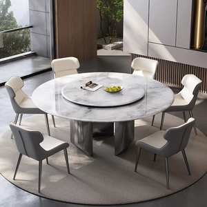 High-end di lusso moderno tavolo da pranzo rotondo Set in acciaio al carbonio sedia <span class=keywords><strong>e</strong></span> tavolo combinazione Design - Product Image 5