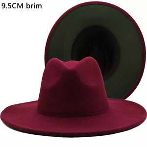 Chapeaux Fedora personnalisés pour femmes et hommes, nouvelle collection automne-hiver, bicolores, à la mode, avec fond rouge, bord large de 9,5 cm, pour les fêtes et les occasions spéciales - Product Image 4
