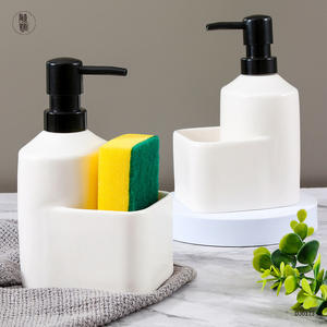 Distributeur de savon en céramique personnalisable, blanc, rechargeable, pour lavabo de salle de bain, sans électricité - Product Image 3