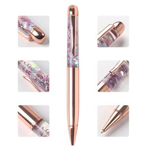 Custom Printed Logo Business Novelty Spinning Metal Ballpoint <b>Pen</b> With Colorful Sequins for Office Gift - Product Image 2