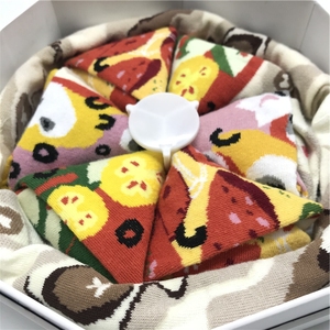 XIANGHUI Venta al por mayor Venta caliente hombres comida Jacquard 4 pares caja tubo mujeres moda algodón equipo divertido <span class=keywords><strong>Pizza</strong></span> caja <span class=keywords><strong>Calcetines</strong></span> - Product Image 2