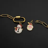 Collier DIY en acier inoxydable eManco avec pendentifs bonhomme de neige, Père Noël et flocon de neige, accessoire de mode pour femmes