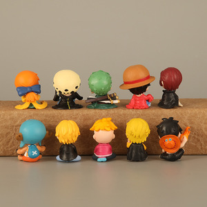 10 Statuette <span class=keywords><strong>Chibi</strong></span> Sedute di One Piece - Personaggi Anime Cartoon: Luffy, Ace, Sabo, Shanks Capelli Rossi, Zoro per Esposizione - Product Image 5