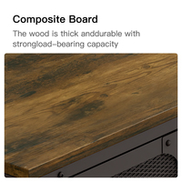 Armoire de rangement moderne en métal grillagé avec plateau en bois, design modulaire, grande capacité, construction durable - Multi-compartiments pour salons