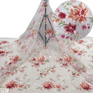 2023 nouveau tulle de mariée français 3d mélange coloré paillettes florales dentelle pour robe de soirée africaine aso ebi en gros 5 mètres - Product Image 4