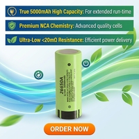 Baterai Lithium Ion 26650A 3.7V 5000mAh Kapasitas Tinggi, Sel Silinder Isi Ulang untuk Senter, Peralatan Listrik, Paket DIY
