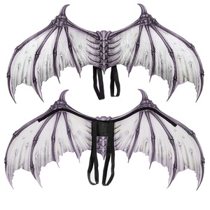 Ailes d'os de <span class=keywords><strong>diable</strong></span> pour Halloween, ailes de cosplay non tissées pliables noires et blanches, fournitures de fête promotionnelles pour la fête de carnaval - Product Image 4