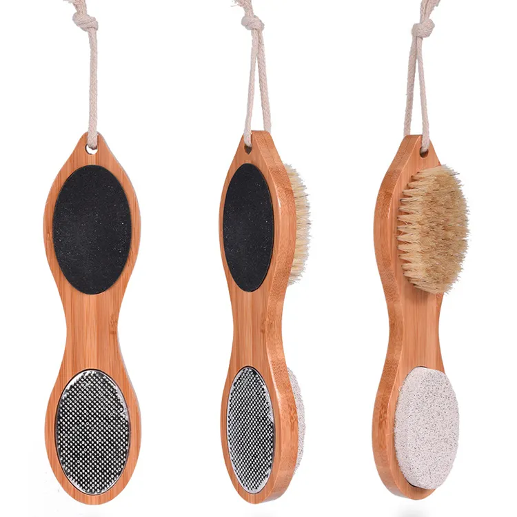 4 in1 Eco Friendly Scrub Exfoliating Mini Foot Brush With Pumice Stone