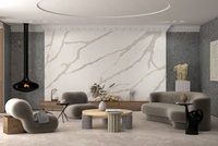 Dalles de quartz, aspect marbre blanc Calacatta, pierre synthétique, comptoirs de cuisine imperméables pour hôtels et appartements