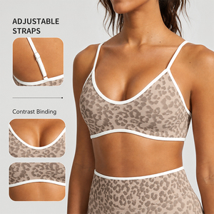 Conjunto de Yoga para Mujer de 1 Pieza, Sujetador Deportivo sin Costuras con Estampado de Leopardo, Leggings de Cintura Alta con Control de Abdomen, Pantalones Cortos de Ciclismo, Ropa Deportiva para Gimnasio - Product Image 3
