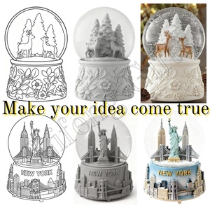 Bola Salju Resin Pohon Natal Kustom Bola Salju Mewah Hadiah Bola Salju Natal Unik - Product Image 4