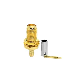 Prix usine RP polarité inversée SMA femelle Jack sertissage de cloison pour RG174 RG316 LMR100 câble connecteur Coaxial RF en stock