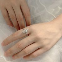 Bagues de promesse pour femmes, style français, serties de gros zircons cubiques taille marquise éblouissants, en laiton plaqué argent/or, cadeau de mariage
