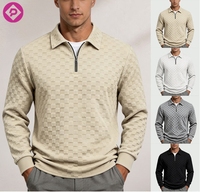 Sweat-shirt à manches longues avec fermeture éclair 1/4, motif à carreaux, grande taille, pour homme, automne-hiver, sport décontracté, logo personnalisé en gros