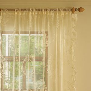 Eleganti <span class=keywords><strong>tende</strong></span> di pizzo giallo crema deepare Set di 2 pannelli lunghi 96 pollici <span class=keywords><strong>per</strong></span> l'arredamento della fattoria del soggiorno - Product Image 4