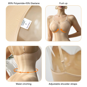 Catsuit hasta el tobillo, ropa moldeadora de compresión de nivel medio, <span class=keywords><strong>escote</strong></span> en V, ajustable, hasta la rodilla, mallas sin costuras, monos - Product Image 4