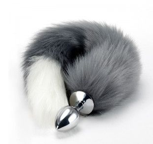 Hot Selling Grau und Weiß Fuchsschwanz Anal <span class=keywords><strong>Plug</strong></span> Edelstahl Metall Anal <span class=keywords><strong>Plug</strong></span> Sexspielzeug Schwanz Anal <span class=keywords><strong>Plug</strong></span> Schwanz für Mann Frauen - Product Image 3