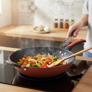 Juego de utensilios de cocina de inducción de alta calidad con sartén antiadherente Ford Stone, mango de plástico y cubierta de vidrio Wok para cocinar - Product Image 1