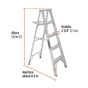 Escalera de Tijera Plegable Truper ESTA-34 100% Aleación de Aluminio Diseño Moderno Tipo III 4 Peldaños para Uso Doméstico - Product Image 3