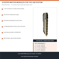 Modules de moteurs pas à pas série B&R X20SM avec courant moteur de 1 à 5 A et alimentation 24 à 48 VDC pour contrôleurs X20