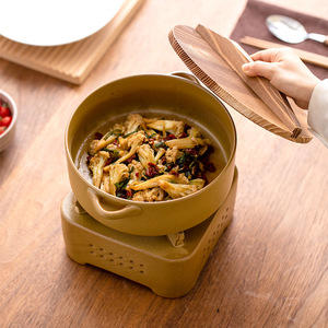 Couvercle en bois carré de haute qualité casserole en céramique 24cm de diamètre Design moderne durable ménage Restaurant utiliser gaz à main - Product Image 3