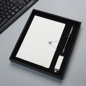 2026 Modern Business <b>Gift</b> Set With White Notebook Pen And Leather Bookmark In Black <b>Box</b> Exquisite Office Promotion Item - Product Image 1