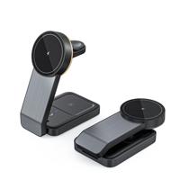 Station de charge sans fil magnétique 3 en 1 en métal, chargeur sans fil pliable rapide pour iPhone Series, Watch/Earbud Pro