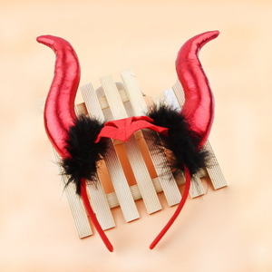 <strong>Devil</strong> <strong>Horn</strong> Hair Band with Feathers Big Cloth Halloween Costume Accessory in Bag Packaging - Product Image 2