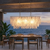 Lampe suspendue vintage carrée en fer argenté de luxe française, design en verre, luminaire LED pour salon, salle à manger