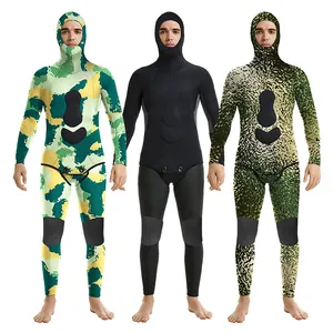 KDIVE Camo Pakaian Selam Pria, Pakaian Selam Kamuflase Cetak Sublimasi 3Mm 5Mm 9Mm Neoprene Superflex Spearfishing