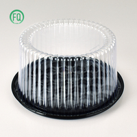 Couvercle transparent de forme ronde transparente biodégradable et boîte à gâteau à fond noir