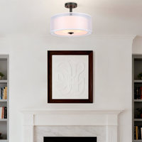 Lampes de plafond modernes ETL en stock aux États-Unis, luminaires de cuisine en forme de tambour, suspensions en tissu pour salon