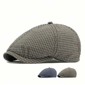 Nouvelle Arrivée 2025 – Béret d'été respirant en coton pour hommes et femmes, style décontracté et tendance, casquette gavroche à 8 panneaux à carreaux - Product Image 1