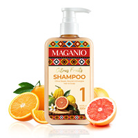 MAGAMIA Ensemble de soins capillaires et corporels quatre pièces nourrissant, antipelliculaire, hydratant et régulateur de sébum aux agrumes