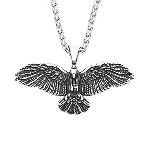 Yunnique – collier avec pendentif aigle aux ailes écartées, en acier inoxydable, chaîne de style Hip Hop Punk Viking pour hommes, 60cm - Product Image 5