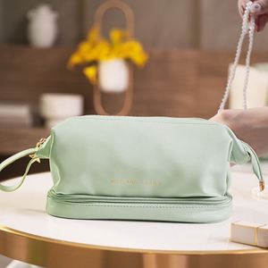 Bolsa de Cosméticos de Doble Capa con Forma de Nube, Bolso de Mano Portátil de Color Macaron Sólido, Bolsa de Almacenamiento de Gran Capacidad - Product Image 2