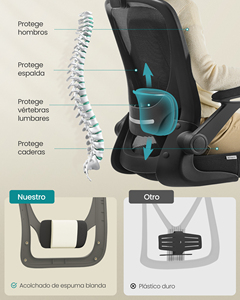 <span class=keywords><strong>Chaise</strong></span> de bureau <span class=keywords><strong>SONGMICS</strong></span> en maille noire avec support lombaire, accoudoirs rabattables, <span class=keywords><strong>chaise</strong></span> pivotante ergonomique - Product Image 3
