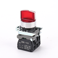 Interrupteur à bouton poussoir rotatif sélecteur LED XB4 2 3 positions 1NO 1NC 22 mm tête plate momentané en métal avec lumière