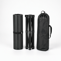 Table de camping pliante, table de pique-nique portable d'extérieur, table à lattes en acier noir mat avec sac de transport