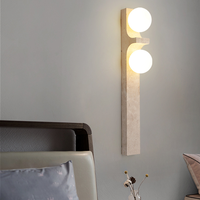 Applique murale LED en pierre naturelle de travertin jaune style Wabi-Sabi médiéval pour salon, éclairage décoratif