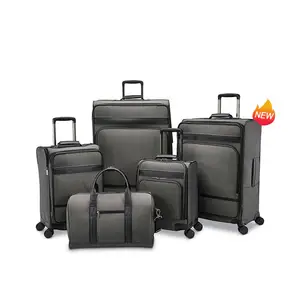 Mode de haute qualité léger 5 pièces côté souple chariot sac à bagages ensemble tissu valise ensemble pour hommes d'affaires femmes